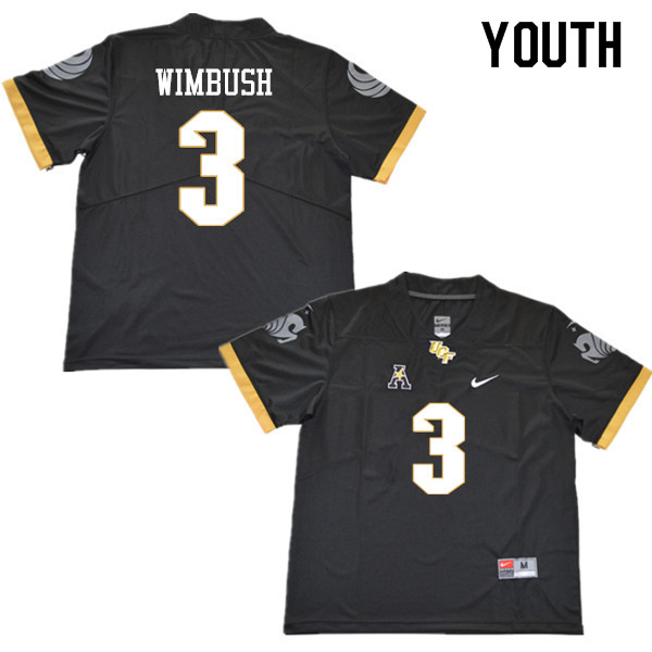 Youth #3 Brandon Wimbush UCF Knights College Football Jerseys Sale-Black - Click Image to Close